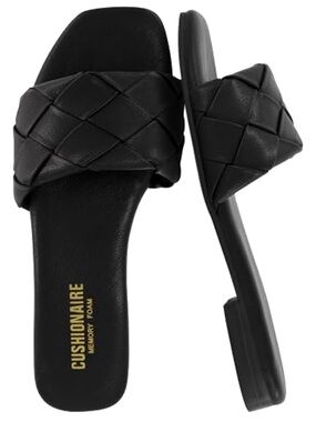 Cushionaire Black Woven Slide Sandals minimalist